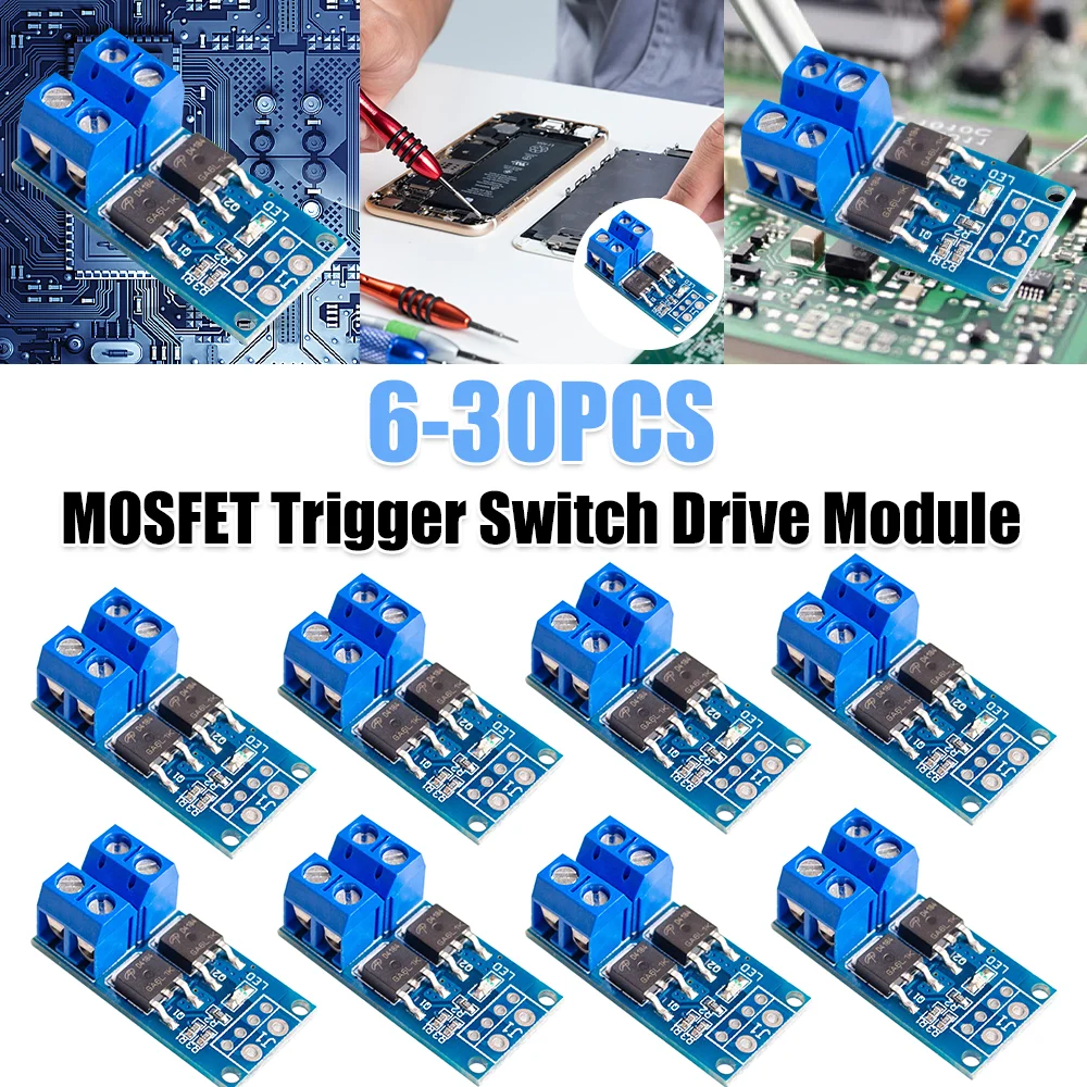 MOSFET Trigger Switch Drive Module 400W High Power MOSFET Switch Drive Module 15A Max 30A 0-20KHz for Lamp Brightness Control