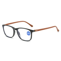 Vintage Round Full Frame Anti Blue Light Reading Eyeglasses - +200 (Brown Square)