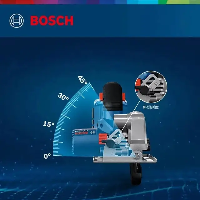 목재용 톱에 최적화된 BOSCH GKS 18V-44 전기 원형 톱과 배터리 충전기 세트