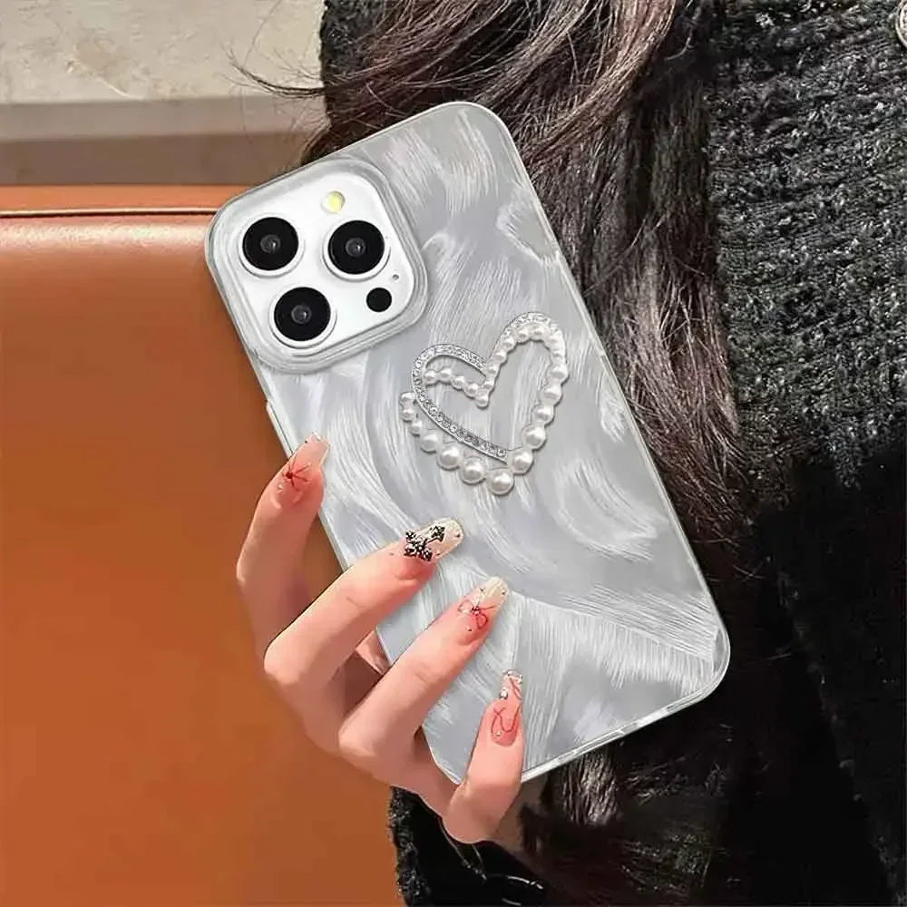 Case For Infinix Smart 8 7 6 5 8 Pro Plus Glitter Phone Case Smart 5 6 X657 X6511B Luxury Bling 3D Love Heart Pearl Frame Cover_voghion.com