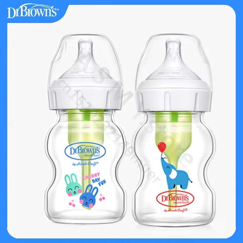 Brown's Newborn baby glass bottle, wide caliber, anti