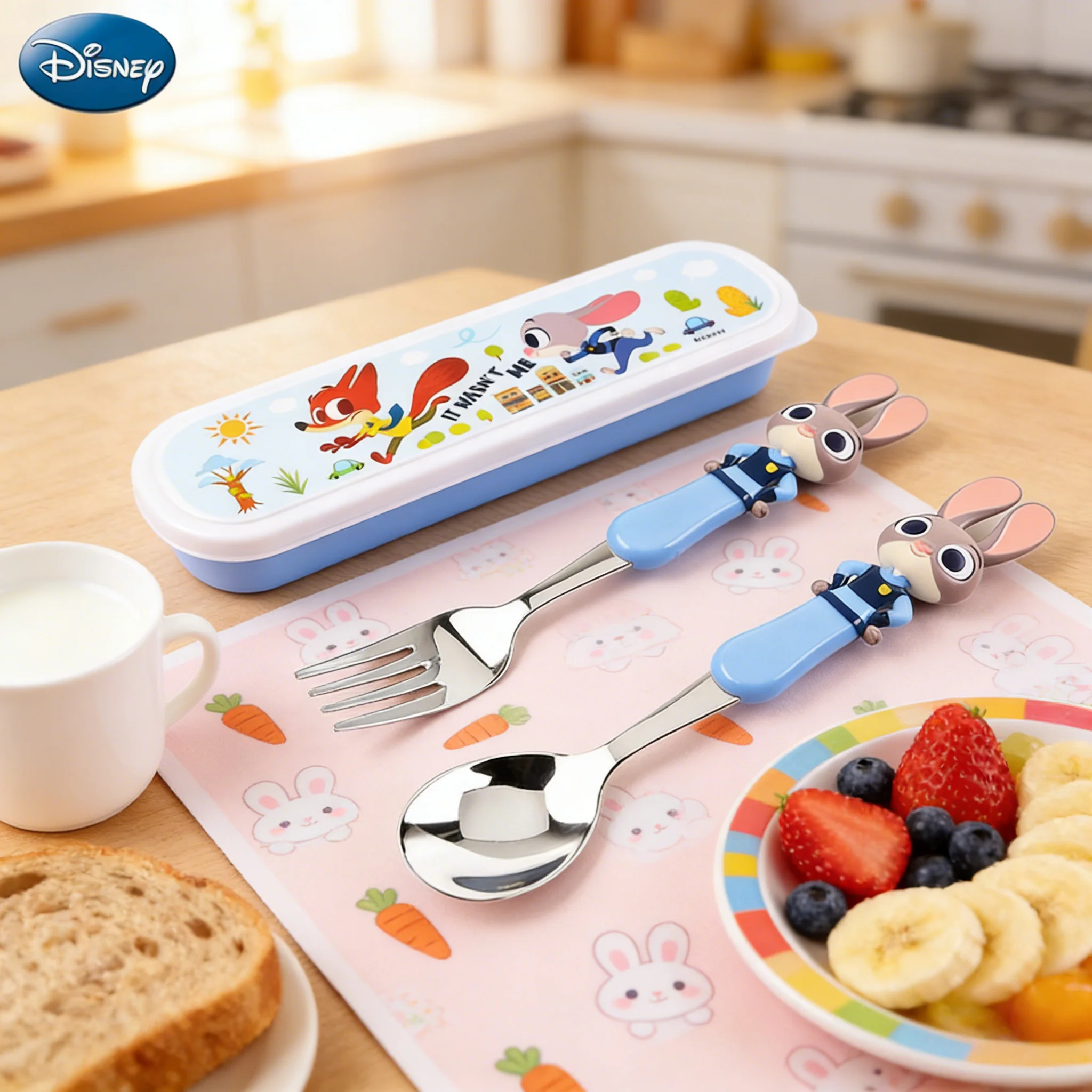 Judy Hopps – fourchette et cuillère en acier inoxydable de qualité alimentaire, sous licence officielle Disney, Zootopia moderne, coffret pour Occasions festives, 1 pièce