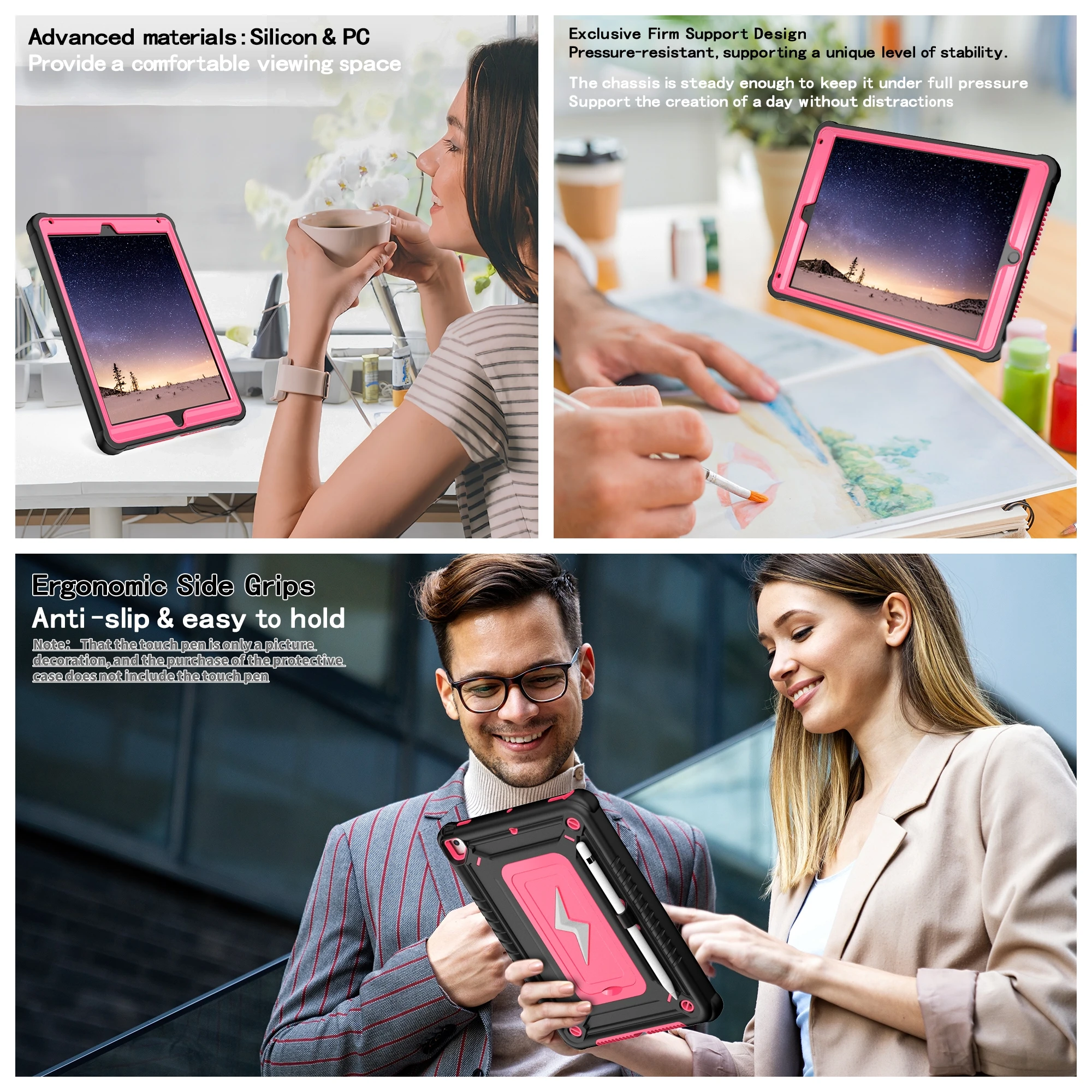 Heavy Duty Shockproof Tablet Case with Kickstand and Shoulder Strap
