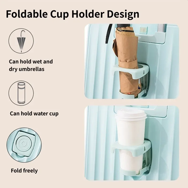2024 Women's Suitcase Boarding Multifunctional Travel Suitcase Student Password Trolley Case Rolling Luggage Bag With Cup Holder