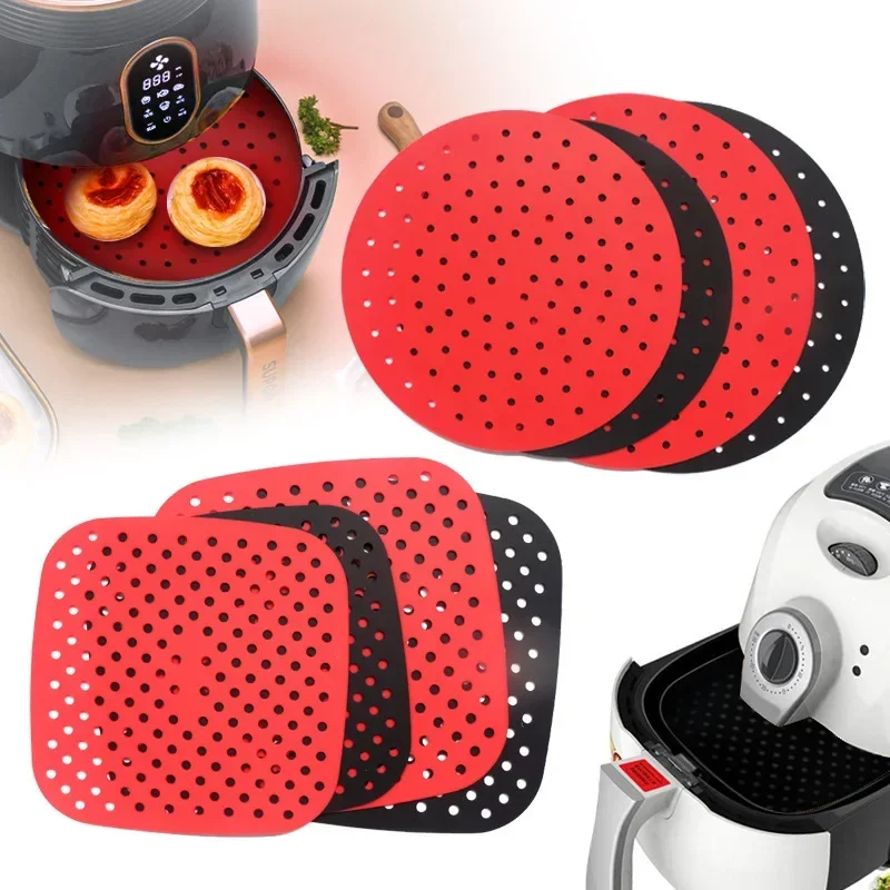 

Reusable Silicone Air Fryer Mat Liner Non-Stick Steamer Pad Baking Inner Liner Cooking Mat for Kitchen Accessories Round Square
