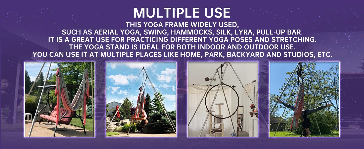 Description Picture 6 of item9.6 FT/8.1 FT Aerial Yoga Stand for Indoor and Outdoor, 600lbs Max Capacity, Height Adjustable, W/Protective Belt