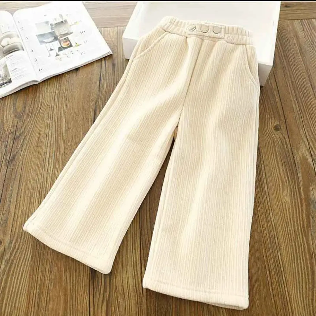 Autumn Winter Girls Fashion Thicken Warm Fleece Pant Baby Kids Children Casual Trousers 110-160cm