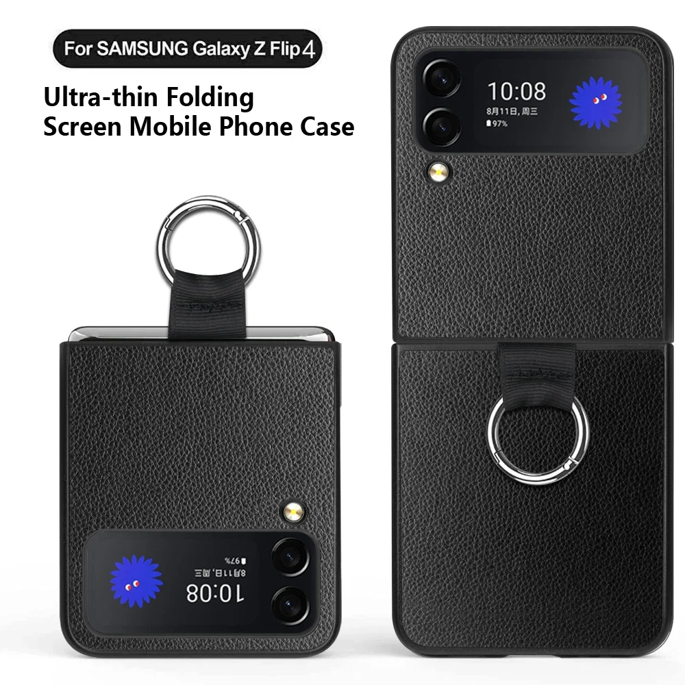 Leather Finger Ring Holder Phone Case with Sleek Design