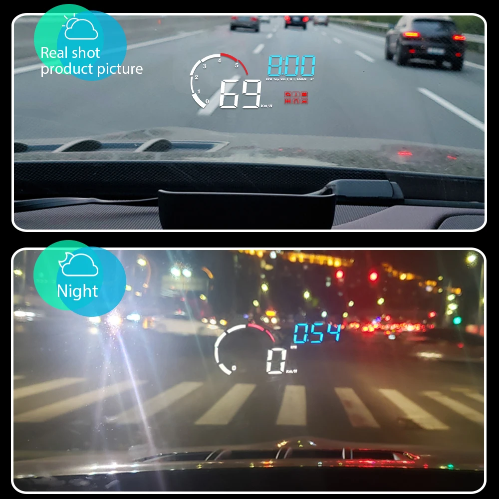 WIIYII M10 OBD2 ڵ HUD º ǻ Km/H MPH   ÷ ӵ   , ڵ 
