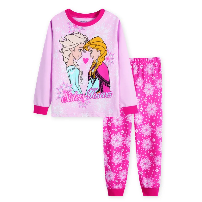 2pcs/set Frozen Anna Elsa Pajamas Sets Disney Cartoon Baby Girls Boys Clothes Pijamas Cartoon Long Sleeve Tshirt+Pants pajama sets cheap