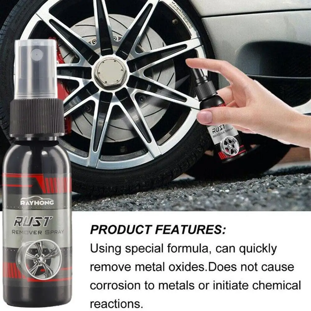 30ml Car Rust Remover Spray Metal Surface Paint Car Super Cleaning Multi-Purpose Rust Powder Remover Maintenance J1M3 30ml car rust remover spray metal surface chrome paint car maintenance iron powder cleaning rust remover multi purpose