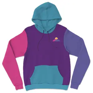 Purple Color Block Hoodie, Pastel Colorblock Hoodie