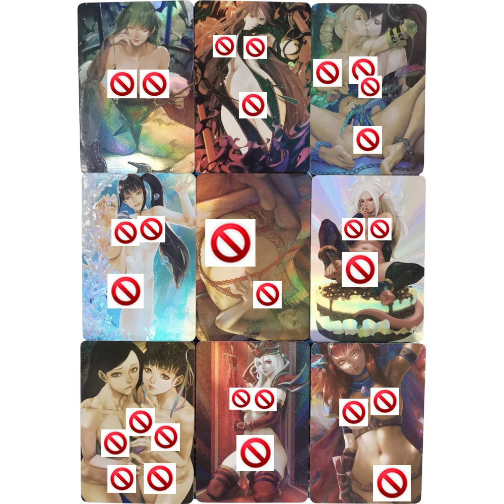 

9Pcs/set Anime Girls Sexy Nude Flash Cards ACG Android 21 Chun-Li Kawaii Classic Game Anime Collection Cards Gift Toys