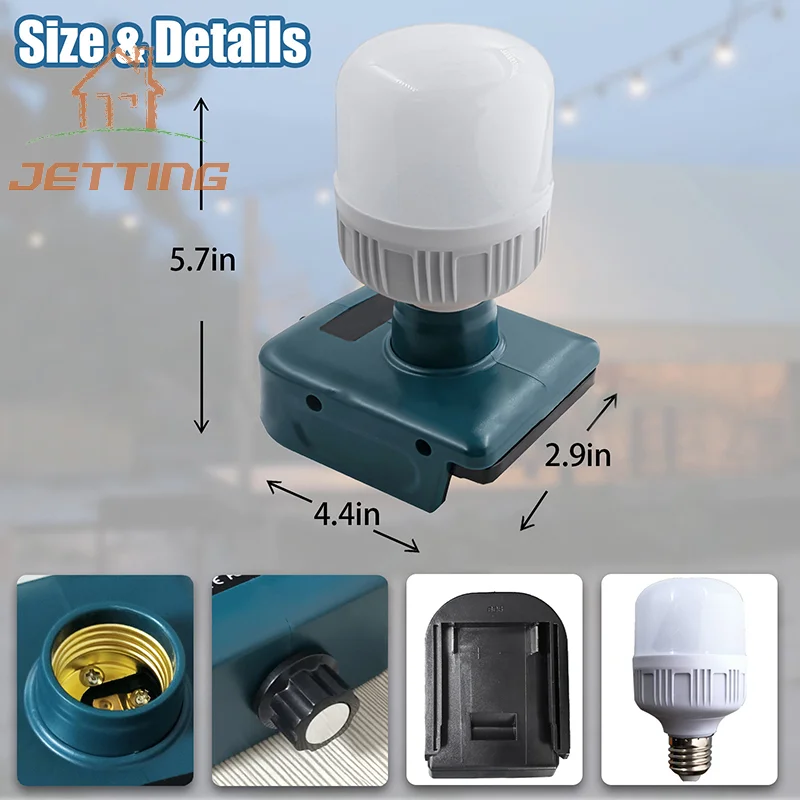 Li-ion Battery Bulb Lamp LED Work Light Dimmable Protable Handheld Flashlight Camp Lighting