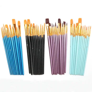 Set di pennelli professionali per pittura acrilica, 10 pennelli per capelli in nylon per artisti di pittura ad acquerello ad olio multiuso 1