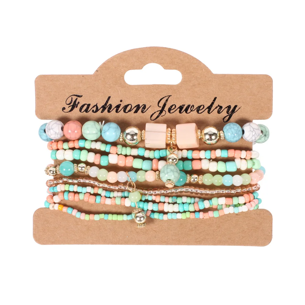 Bohemian Handmade Beads Bracelet Set For Women Summer Colorful Beaded Chain Bangle Girls Boho Jewelry Accessories - 2