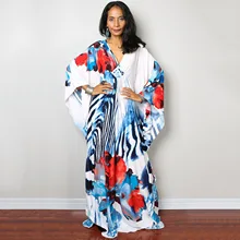 

2022 Boho Printed Short Sleeves Plus Size Kaftan Casual V-neck Summer Maxi Dress Woman Clothes Beach Wear Swim Suit Cover Up