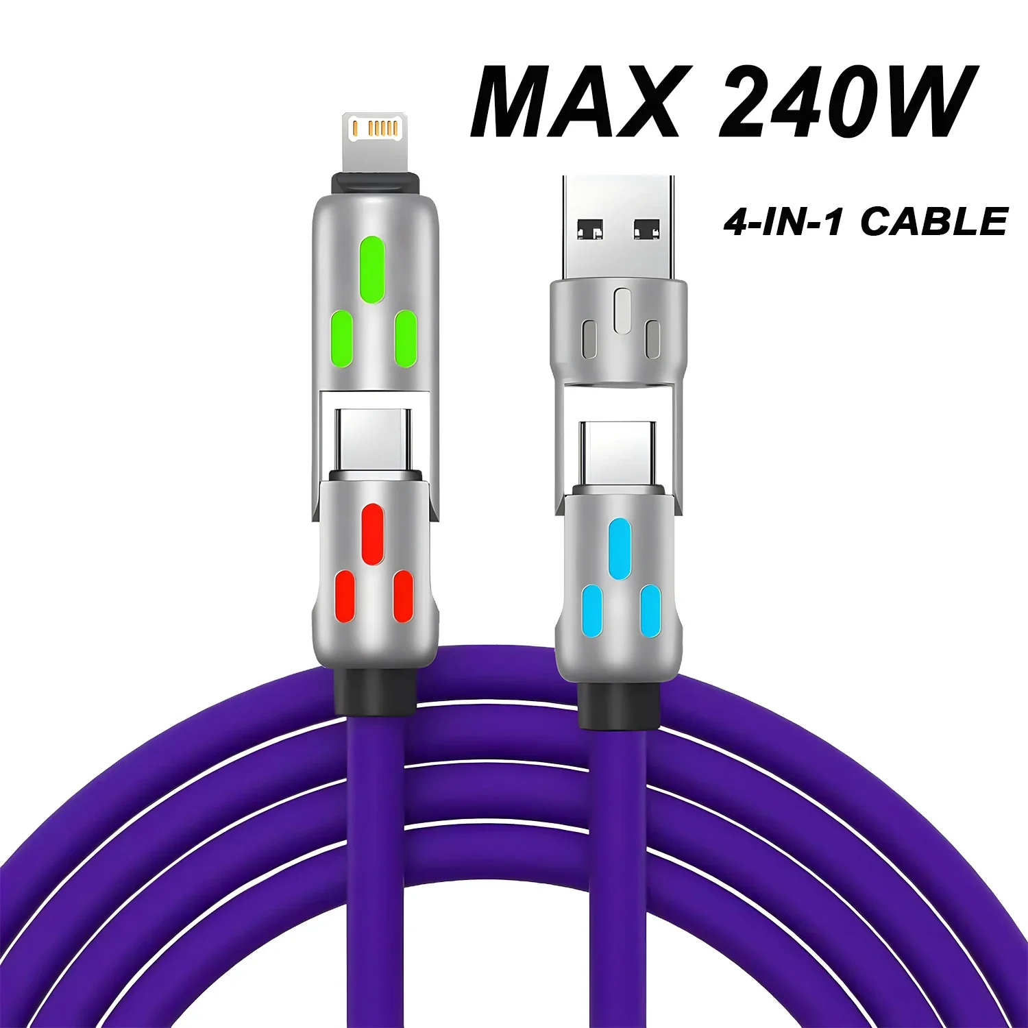 ตัวเลือกสินค้า สายชาร์จหมุนได้ 4 in 1 ชาร์จเร็ว 240W ทนทาน USB Type-C