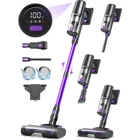 Cordless Vacuum Cleaner with LED Display, 45kpa 550W Brushless Motor, Max 50 Mins Runtime with Detachable Battery, 6 in 1 1