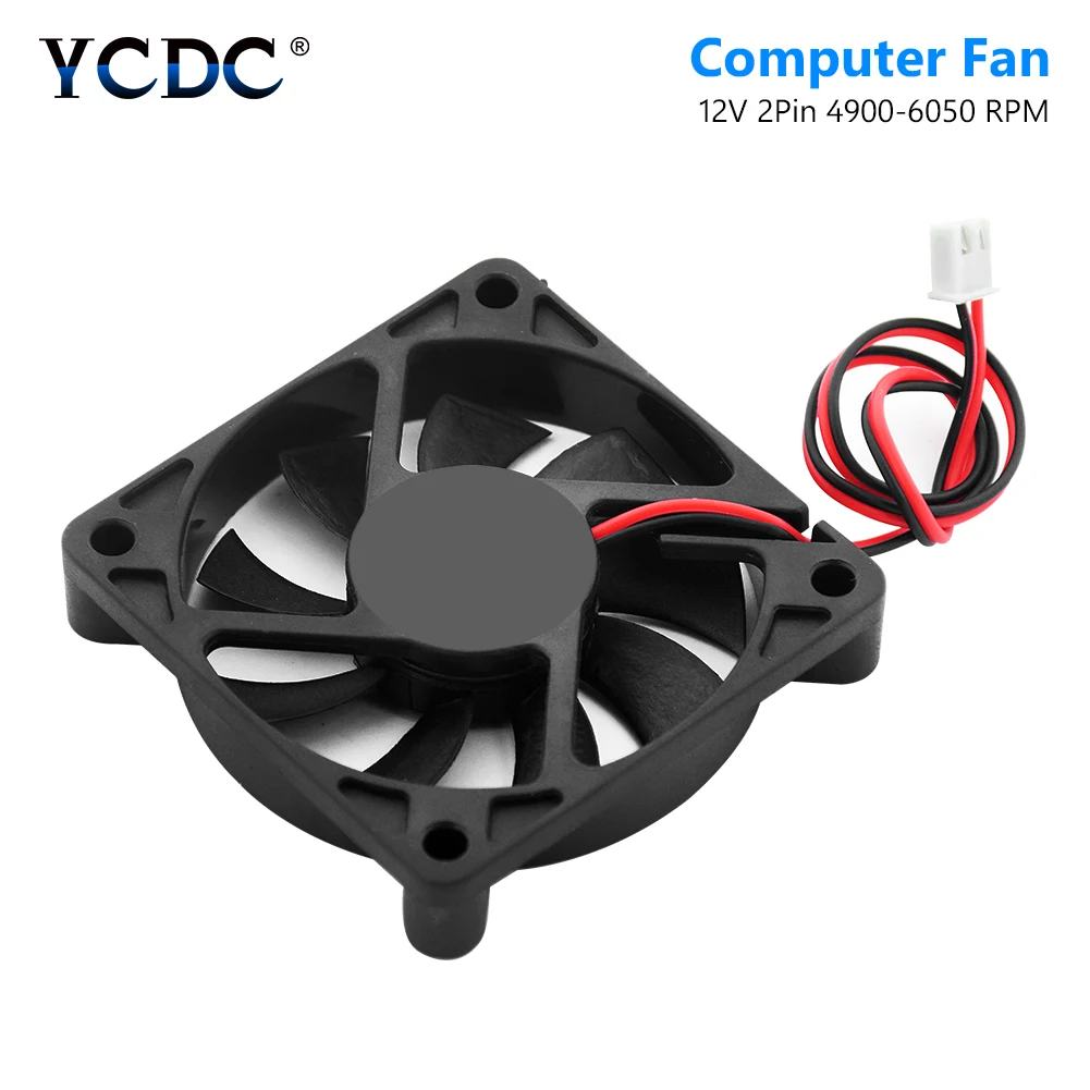 60 X 60 X 10mm Low Noise CPU Heat Sink Cooler 2 Pins 12V DC Cooling Fan Computer PC Case CPU Cooler Case Fan 4900-6050 RPM 2pcs