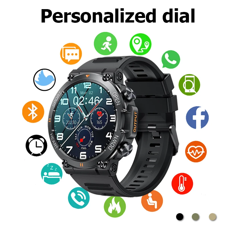 

2023 SmartWatch Men Women Three Defense Call Music Weather 1.39 inch Heart Rate Blood Pressure Blood Oxygen Watch Hot K56PRO