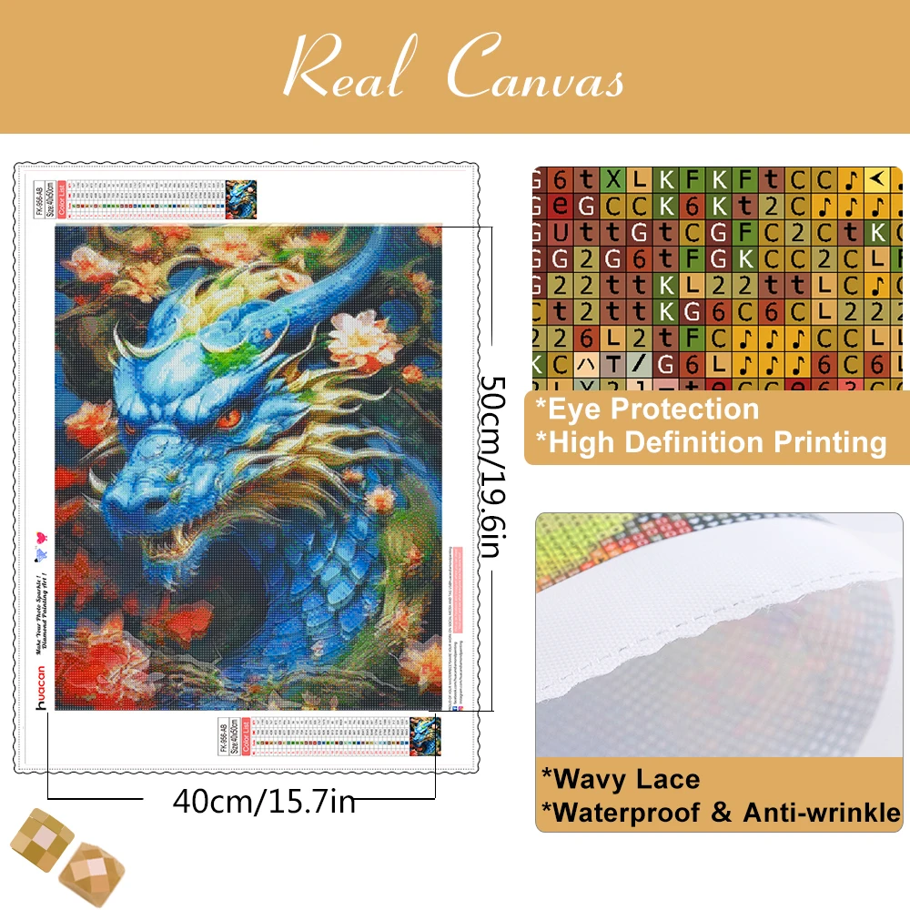 HUACAN Full AB Diamond Painting Dragon 5D Diy Embroidery Animal Mosaic Creative Hobbies Decoration For Home