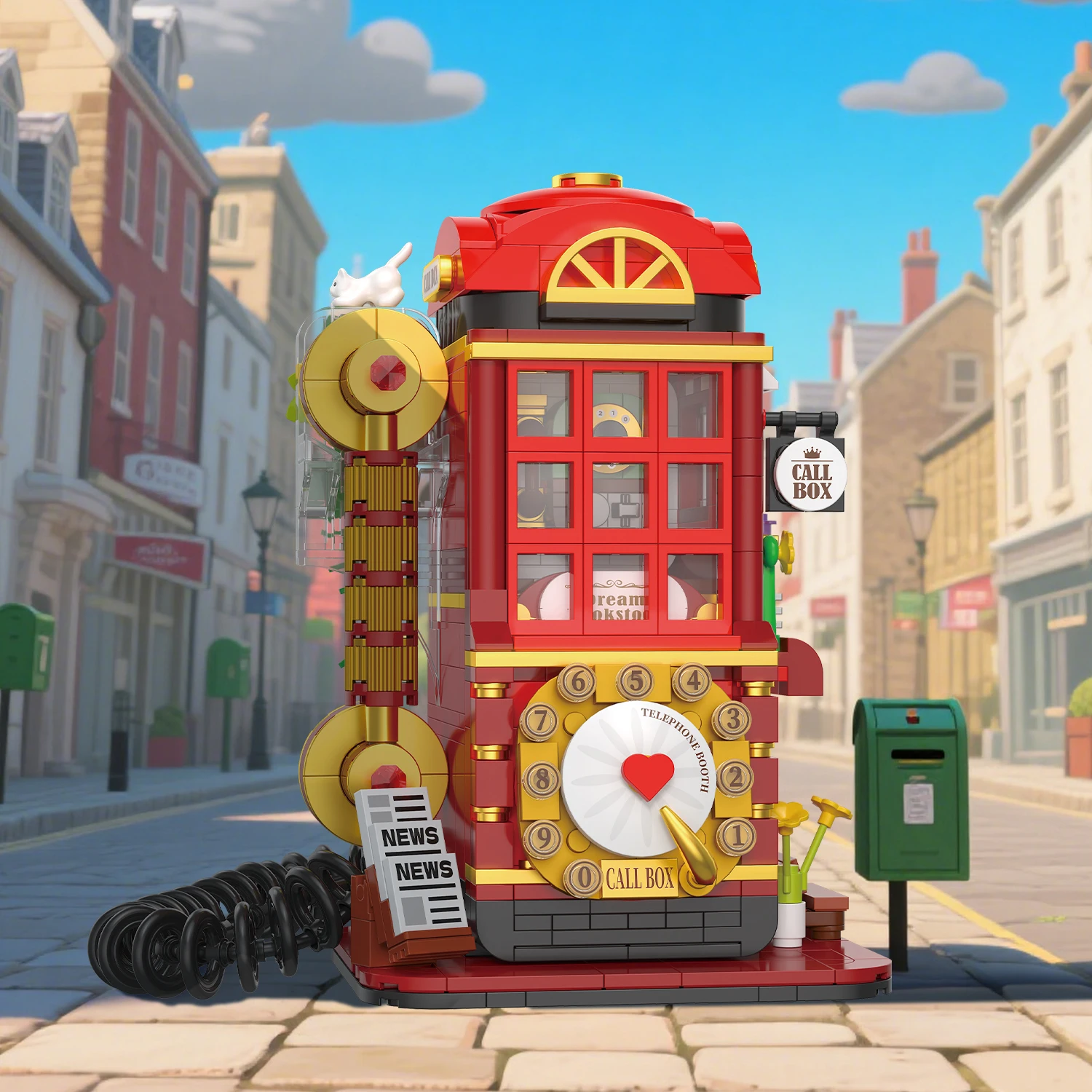 Retro Telephone Box Building Blocks Set DIY Arcade Phone Booth Architecture Model Kit for Adult Kids Birthday Gift Home Decor