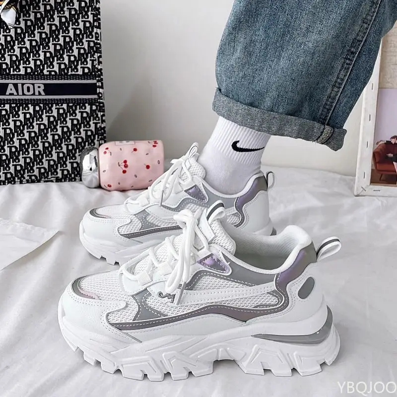 

Кроссовки женские на платформе, Вулканизированная подошва, повседневные винтажные, для фитнеса и бега, Ретро стиль