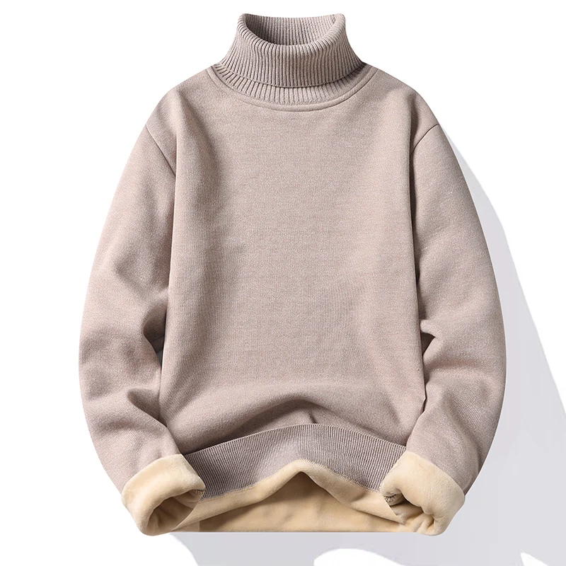 Trendy New Men's Loose Fitting Plush High Neck Long Sleeved Multi-color Sweater Knit Sweater Comfortable Casual Versatile Top
