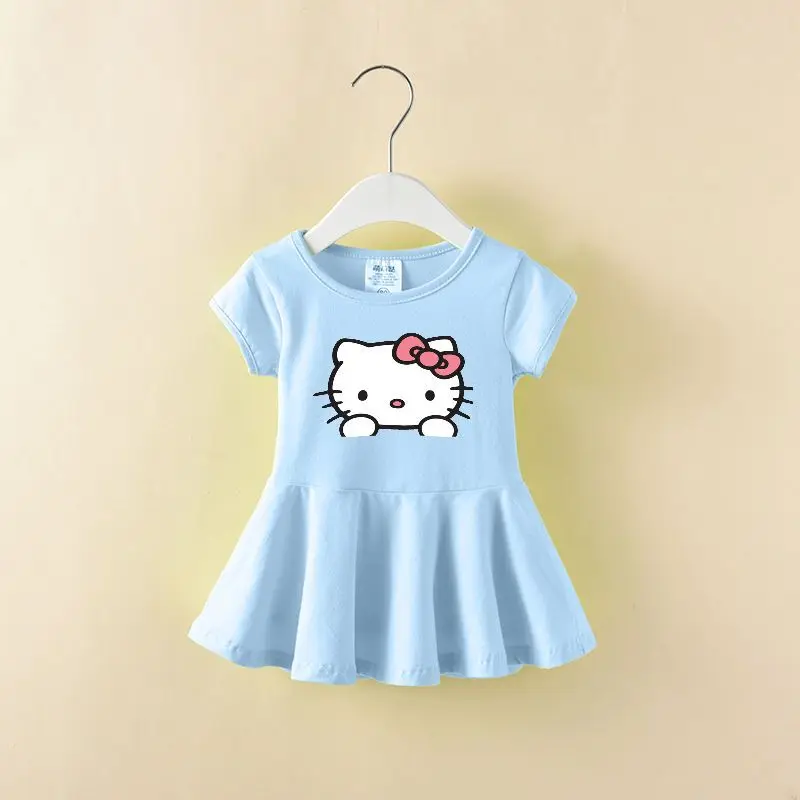 thumbnail image 1 of Nuevos vestidos Kawaii Sanrio Y2K de algodón para niños, Vestido corto de dibujos animados de Hello Kitty, Vestido de manga corta de verano, bonito abrigo para niños, regalo de Chica de Anime, 1 of 5