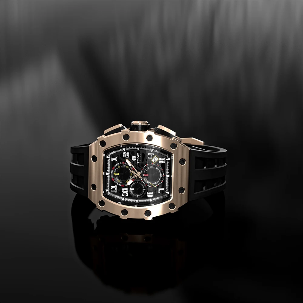 TSAR BOMBA 316L Stainless Steel Quartz Watch Men's Trendy Fashion Watch Sapphire Crystal Mirror with Waterproof Luminous Quartz