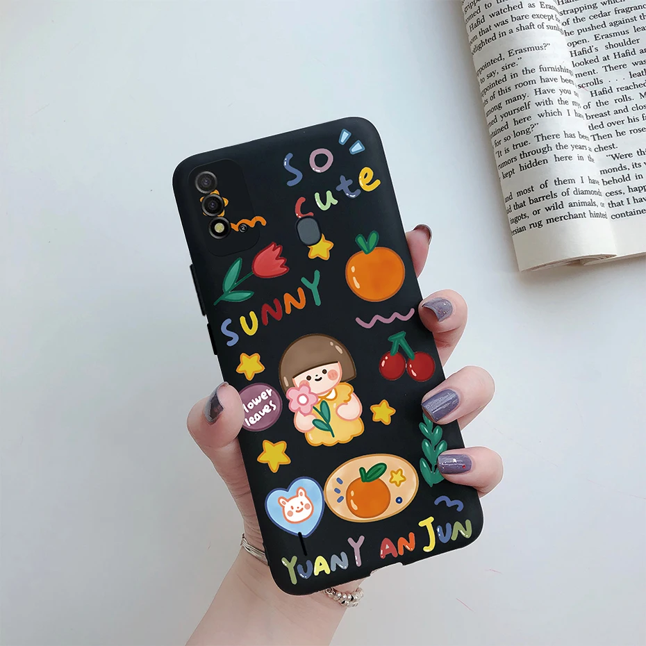 For Itel Vision 2s Itel P37 Case 6.52" Fashion Art Label Black Soft Silicone Cover For Coque Itel P37 Itel Vision 2s Phone Case phone purse Cases & Covers