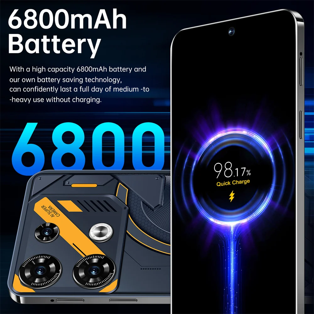 GT10 프로 스마트폰, 듀얼 심, 5G HD, 얼굴 인식, 안드로이드 휴대폰, 16GB + 1TB, 2024 신제품