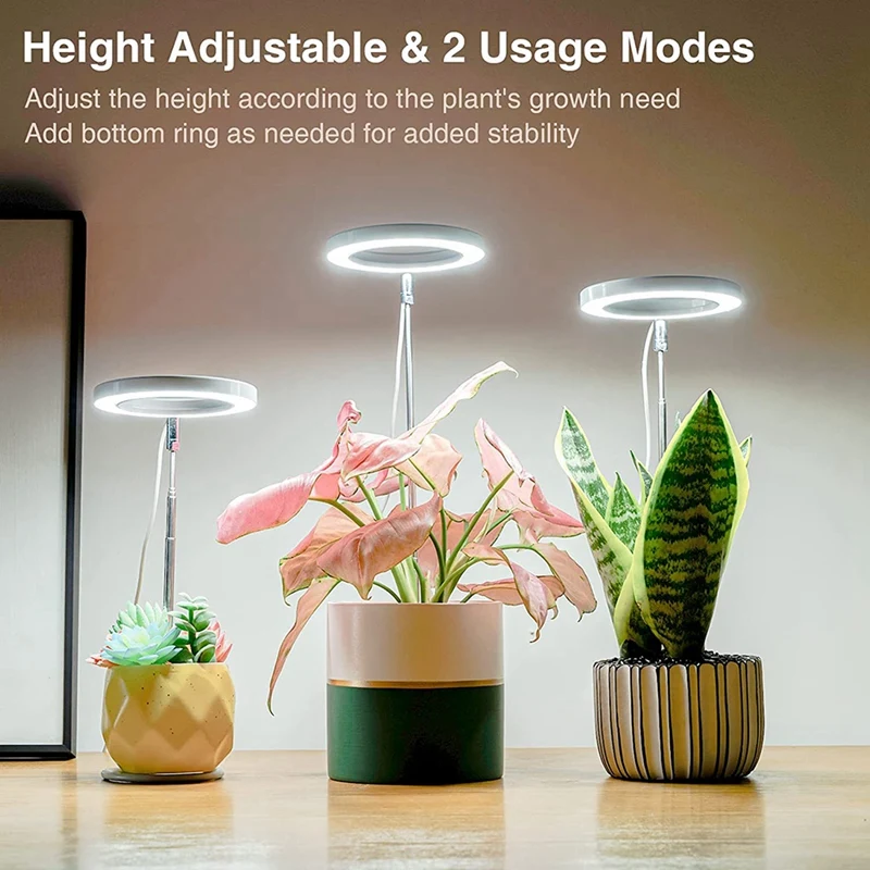Grow Lights for Indoor Plants, Full Spectrum LED Halo Plant Light with Stand Height Adjustable Auto Timer, for Plants