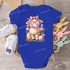 Short Sleeve Easter Romper Infant Jumpsuit Cartoon Sheep Blowing Bubble Print Onesies Newborn Girl Boy Cotton Easter Bodysuits 3