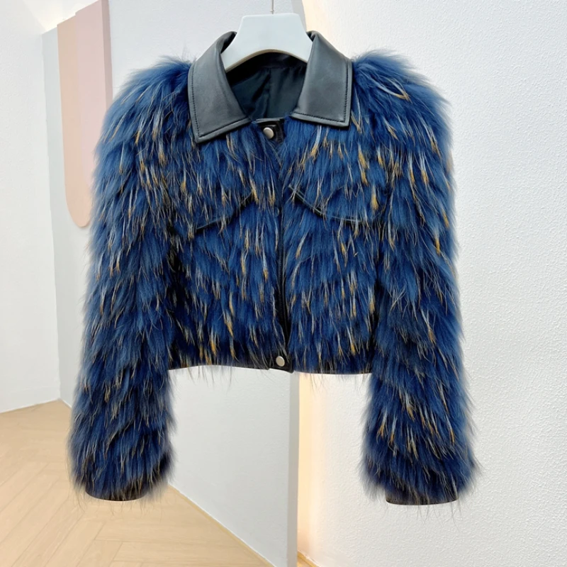 

Discount New Real Fur Coat Winter Jacket Women Natural Raccoon Fur Fox Fur Coat Fur Strip Sewed Toghter Warm Loose Locomotive