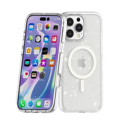 Sparkly Non - Yellowing Glitter Phone Case with MagSafe Compatibility - iPhone 12 Pro (Glitter Clear)