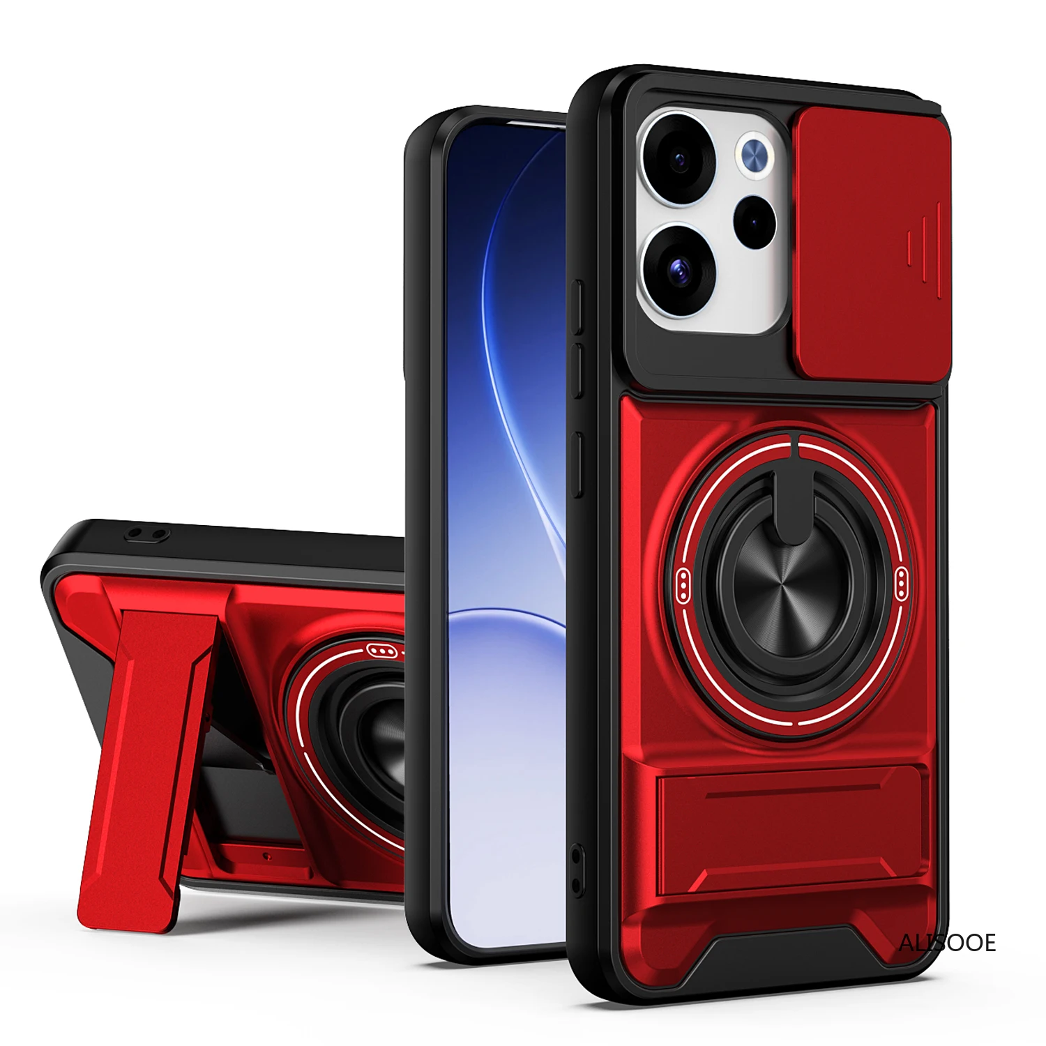 Rotatable Slide Camera Protection Ring Stand Shockproof Phone Case Cover