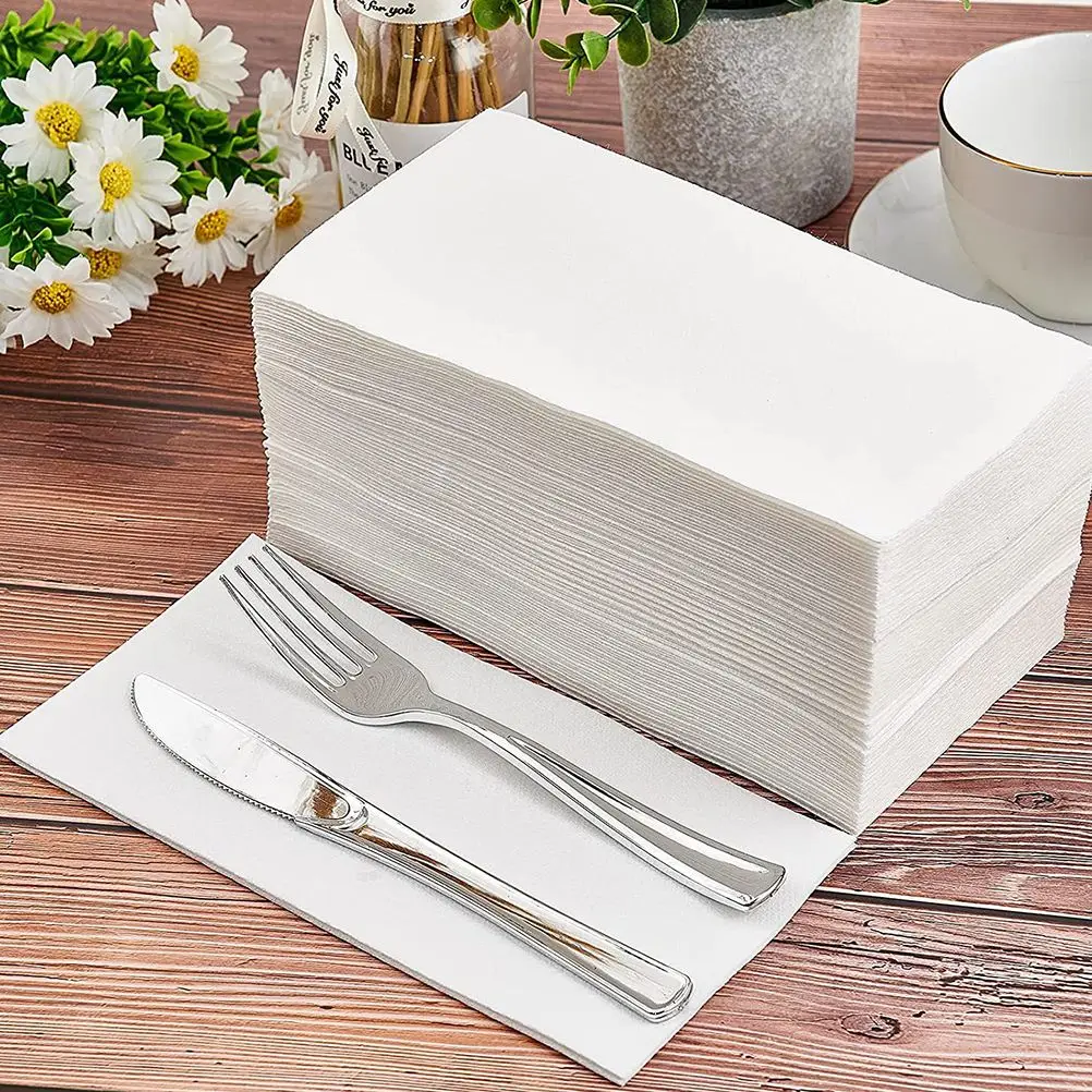 100Pcs Thick Paper Napkins Banquet Cocktail Party Wedding Serviettes Disposable Towels Golden Print Guest Luncheon Tabletop