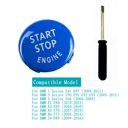 Car Engine Start/Stop Button Cover Replacement (Bright blue)