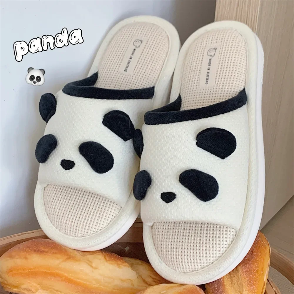 Women slippers cotton slippers warm slippers New Winter Women's Plush Slippers Soft Cute Panda Baotou Cotton Shoes Thickened Warm Home Anti Slip Soft Sole Shoes Girl