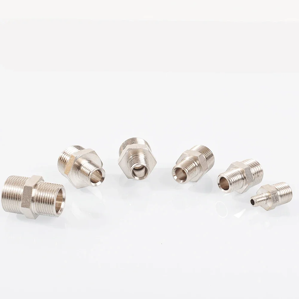 M8 M10 M12 M14 M16 M18 M20 Metric x 1/8" 1/4" 3/8" 1/2" BSP Male Nickel Plated Brass Hex Nipple Pipe Fitting Connector Coupler