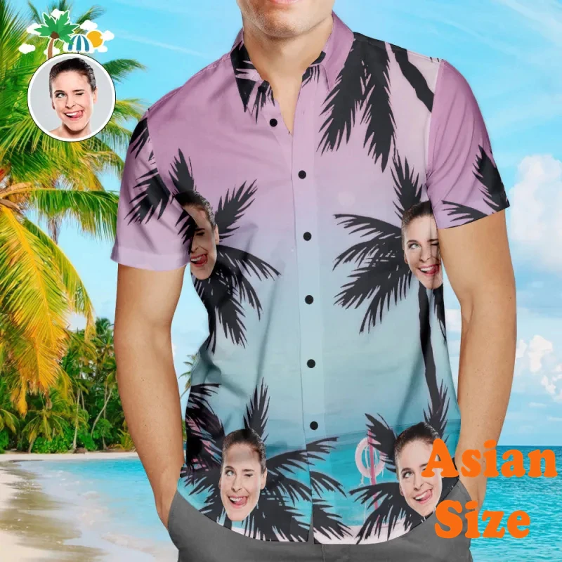 Personality Photo Hawaiian Shirts Men Women Street Personality 3D Print Shirts Lapel Short Sleeve Pineapple Plant Top