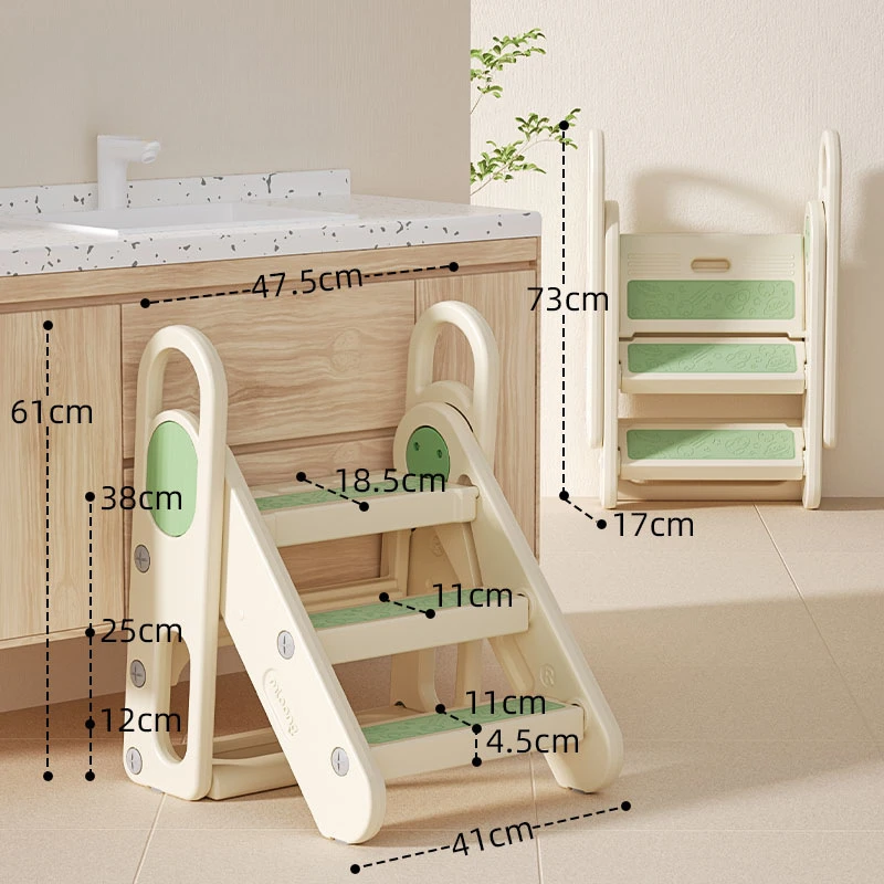 Space-Saving Foldable Step Stool 100KG Capacity Bathroom Helper Quick-Dry PP Material Three Steps Footstool