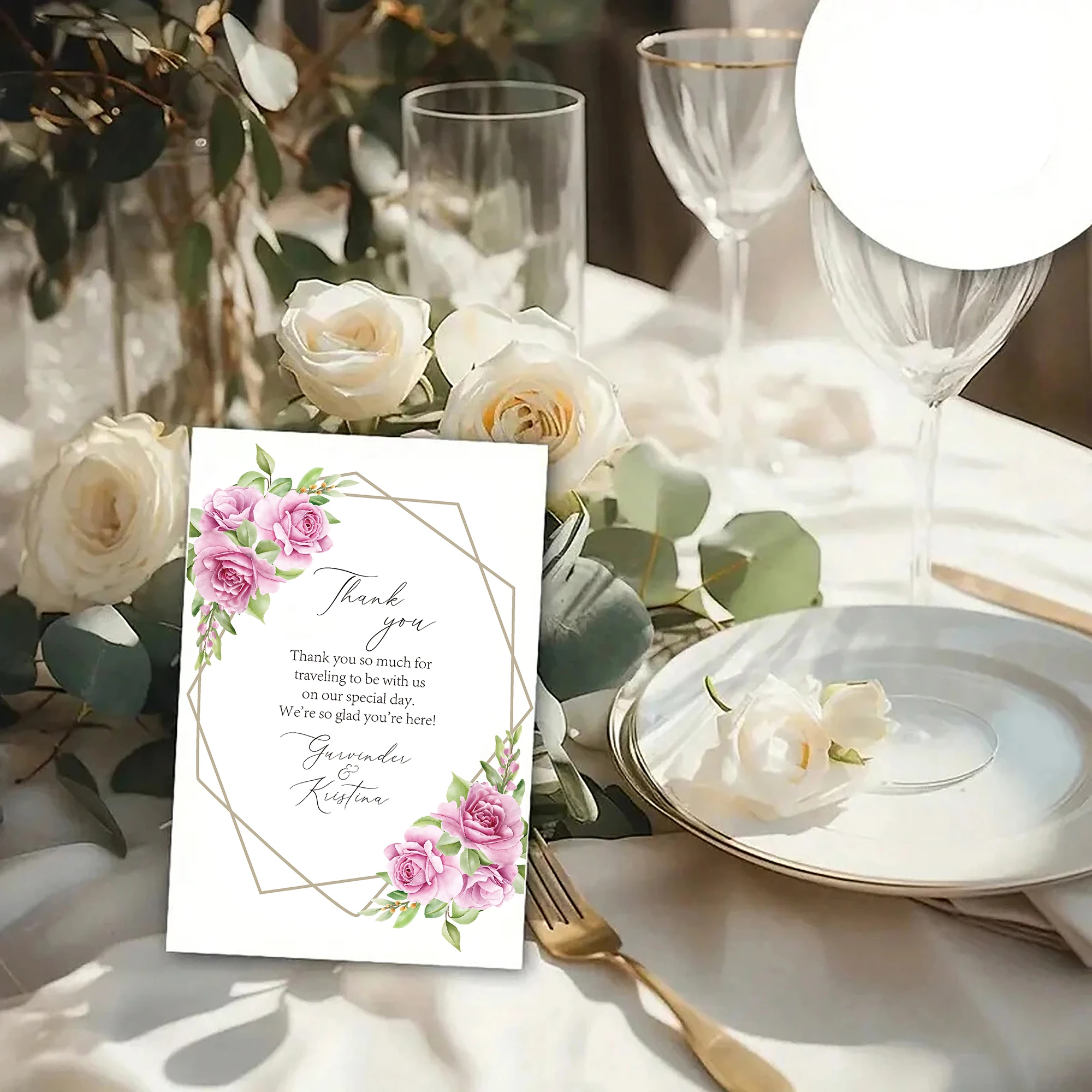 Personalized Wedding Banquet Table Thank You Card, Table Decorations, Reception, Bridal Shower Thank You Cards, Welcome Cards