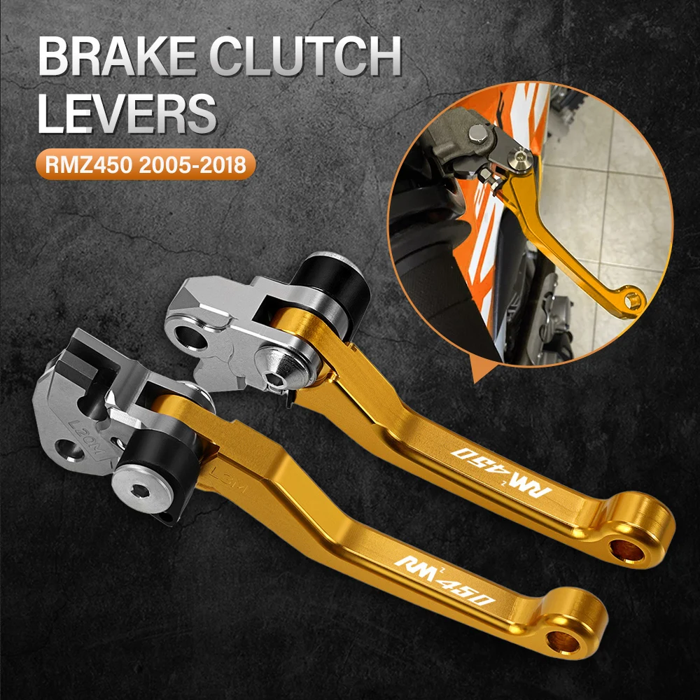 

For SUZUKI RMZ450 2005-2018 2017 2016 CNC Aluminum Motorcoss Pit Dirt Bike Pivot Foldable Brake Clutch Levers With LOGO RMZ450