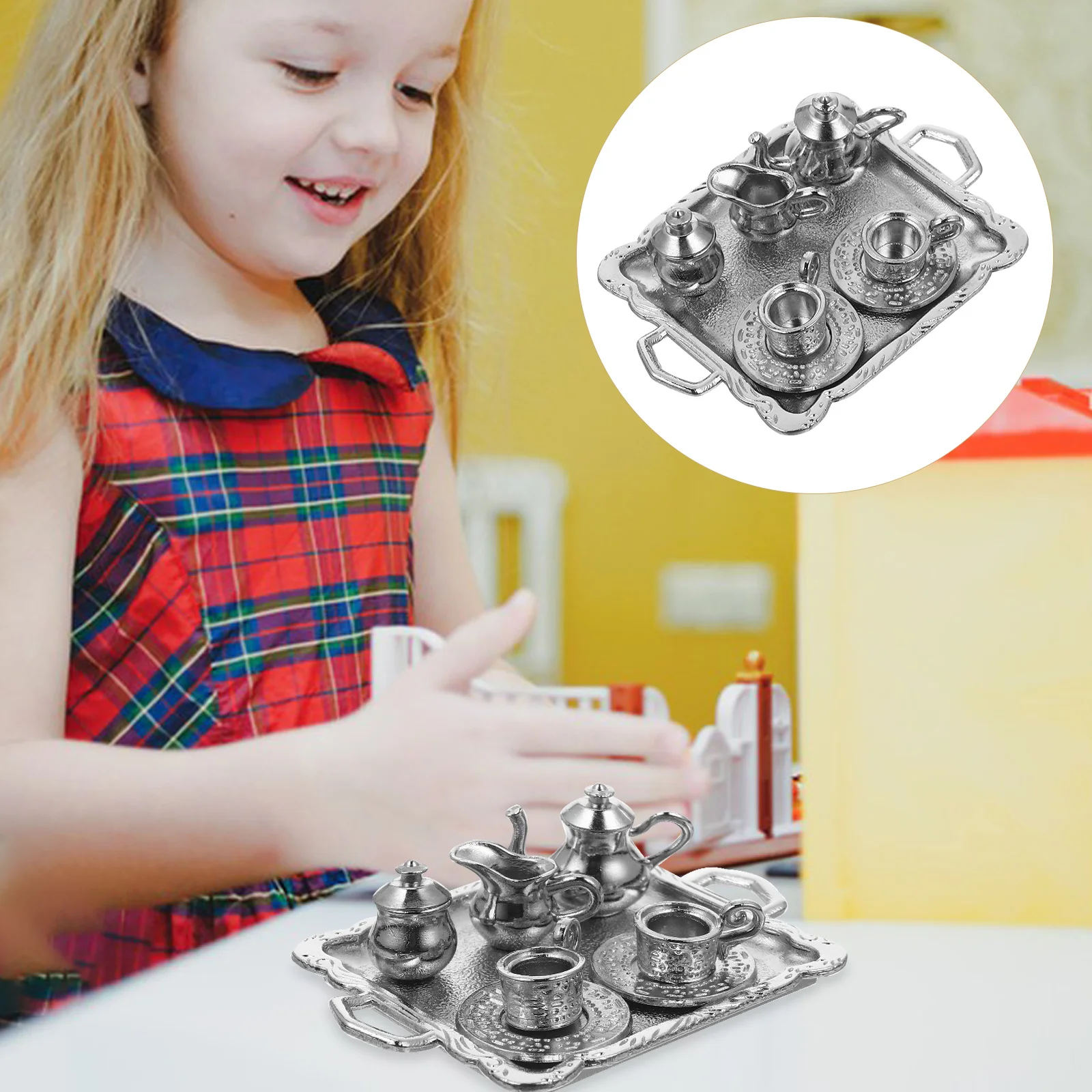 

Mini Tea Set Miniature Pot You Can House Pretend Toys Alloy Things Tiny Homes