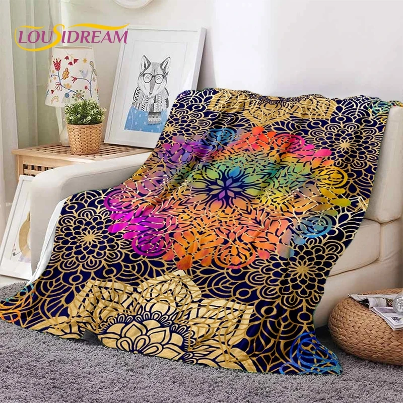 3D Mandala Yoga Flower Bohemia Meditation Nature Soft Flannel Blankets,Throw Blanket Comfortable Blanket for Picnic Beds Bedroom