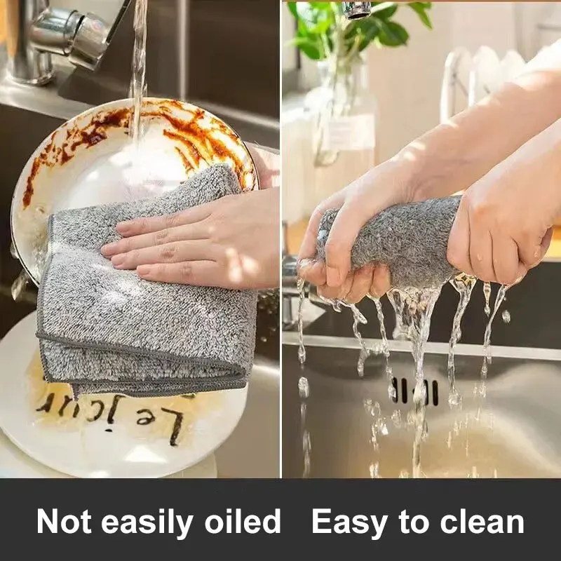 100Pcs Kitchen Cleaning Towel Absorbent Non-stick Oil Rags Pot Dish Washing Wipe Cloth Microfiber Cleaning Cloth Dishcloth