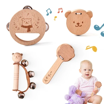 Montessori Music toys Baby Wooden Bear Sound Toy Kid Early Educational Percussion Instrument Drum Xylophone Newborn Comfort Gift